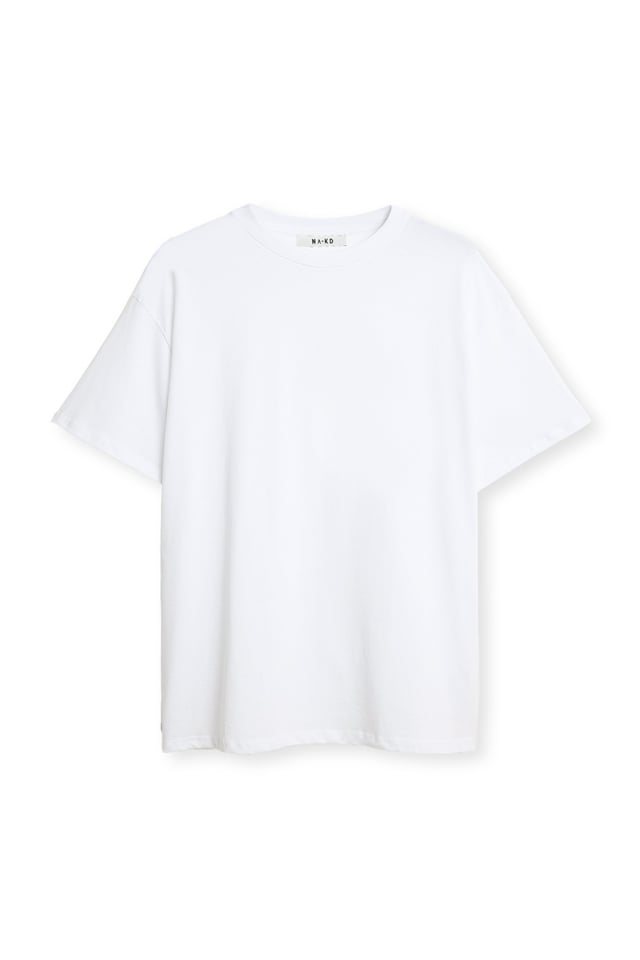 White T-skjorte i bomull med rund hals