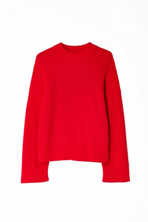 Red Gebreide trui met ronde halslijn