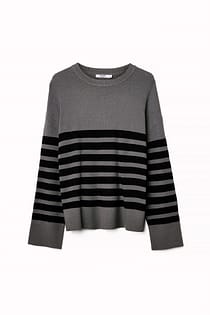 Striped Oversized Round Neck Sweatshirt