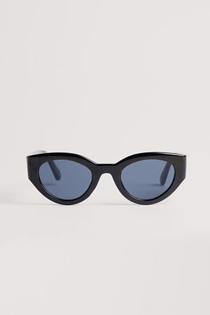 Black Runde cateye-solbriller