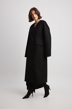 Black Rounded Sleeve Coat