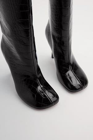 Black Støvler med rund tå