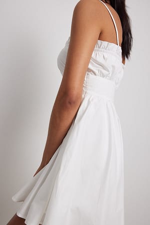 White Ruched Detail Mini Dress