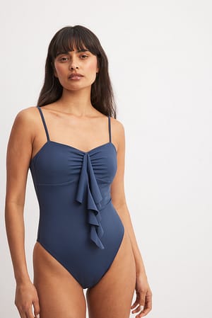 Dark Blue Ruffle Swimsuit