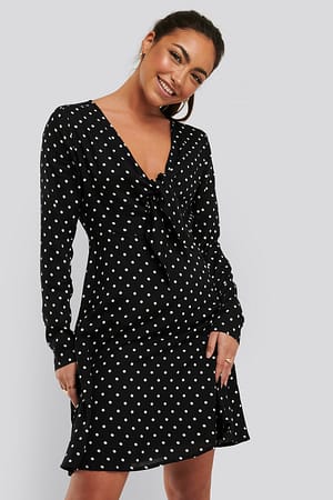 Black/White dots Gestippelde jurk