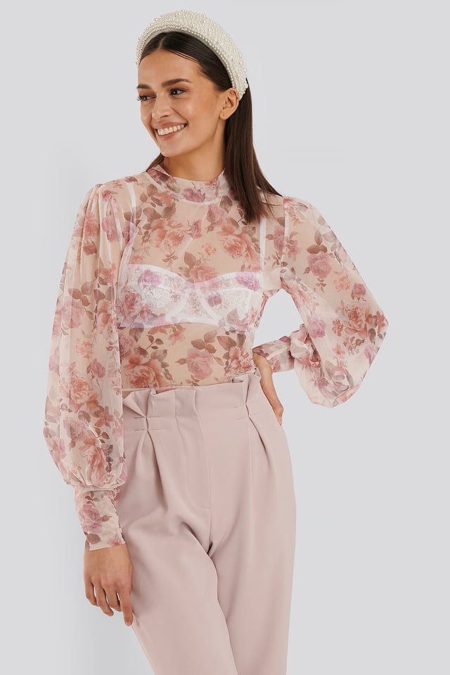 Mesh-Toppi Pink Flower