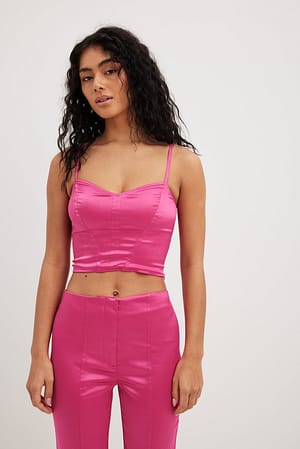 Pink Top con corsetto in satin