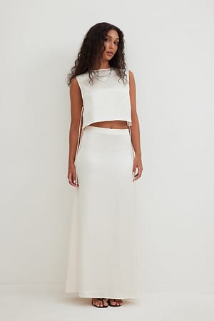 White Satin Maxi Skirt