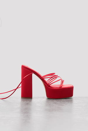 Red Zapatos de plataforma con tiras de raso
