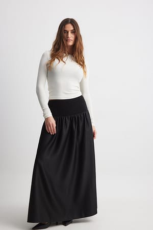 Satin Voluminous Maxi Skirt Outfit
