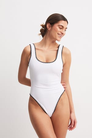 White/Black Seam Detail Swimsuit