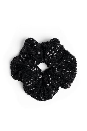 Black Scrunchie mit Pailletten