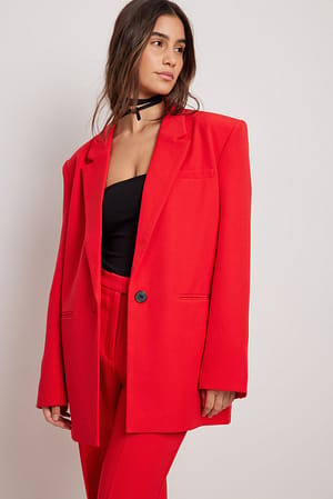 Red Gerecyclede oversized blazer met scherpe schouders