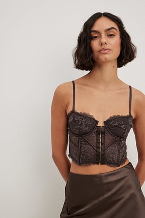 Brown Sheer Lace Wire Corset