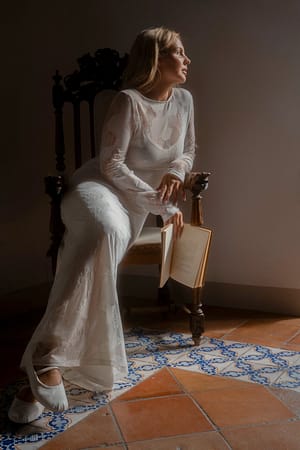 White Doorzichtige maxi-jurk