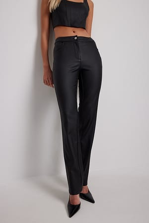 Black Glitrende bukser med medium talje