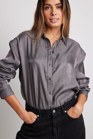 Grey Camicia strutturata in tessuto lucido