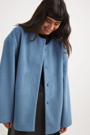 Light Blue Krótki płaszcz z elementami szalu