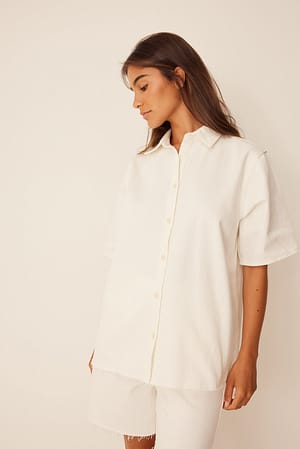 White Lisa & Lena for NA-KD Short Sleeve Denim Shirt