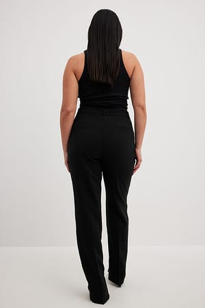 Recycled Side Slit Zip Pants Black | NA-KD