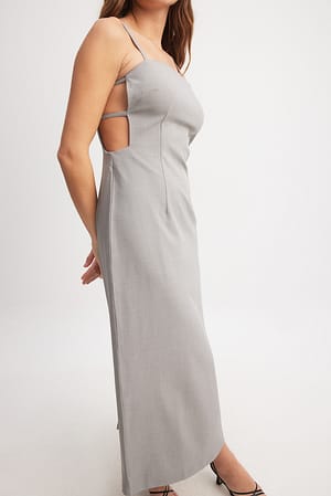 Grey Side Strap Detail Midi Dress