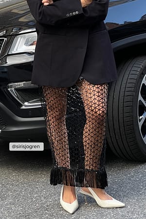 Black Sequins Net Maxi Skirt