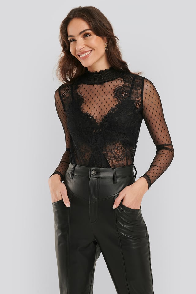 Peija LS Blouse Black Dot