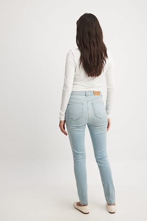 Light Blue Skinny jeans med stretch og høyt liv