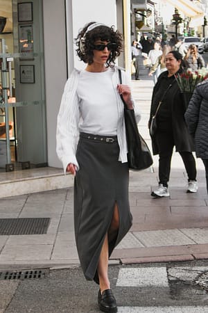 Dark Grey Belted Detail Midi Skirt