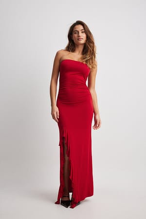 Red Sleeveless Jersey Maxi Dress