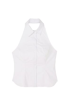 White Sleeveless Shirt Top