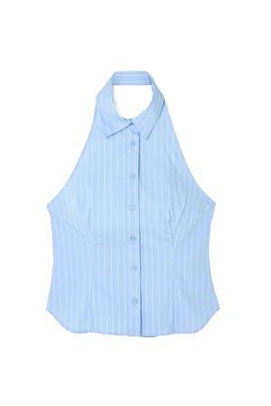 Blue Stripe Sleeveless Shirt Top