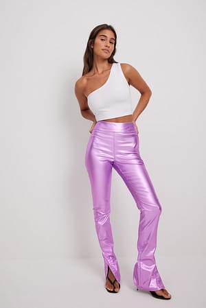 Pink Slim-Fit-Jeans mit Schlitz