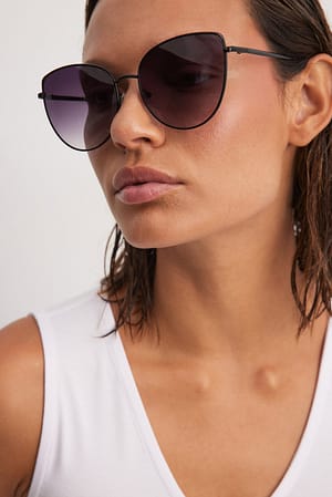 Black Store cateye-solbriller med tynn ramme