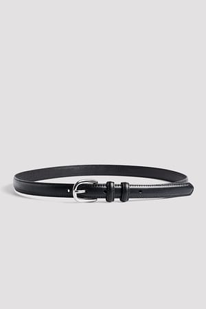 Black Slim Leather Belt