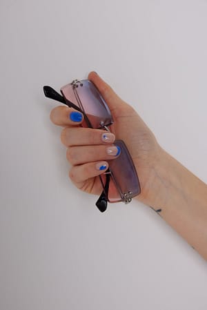 Pink/Blue Slim Squared Rimless Sunglasses