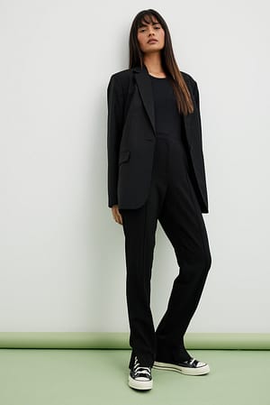 Black Dressbukse med slank rett passform og splittdetaljer