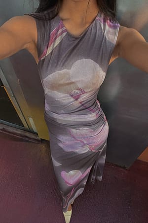 Print Mesh midi-jurk met splitdetail