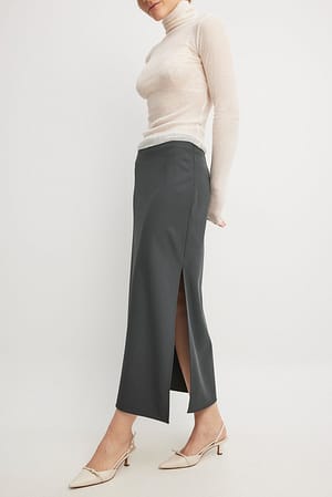 Grey Slit Maxi Skirt