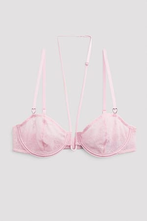 Pink Small Heart Detailed Wire Bra