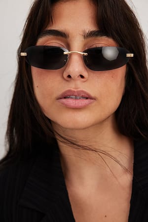 Black Small Rimless Sunglasses