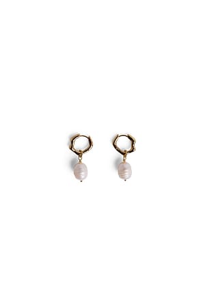 Gold Petites boucles d'oreilles avec perle et anneau