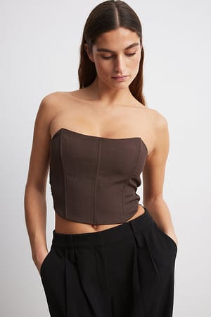 Brown Recycled Smock Back Corset Top