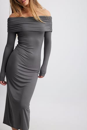 Dark Grey Soft Line Midi Dress