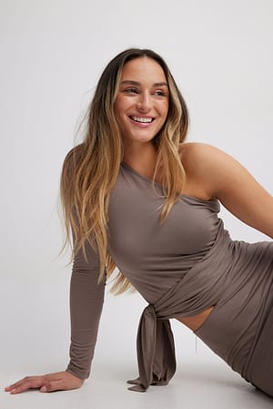 Taupe Soft Line Tie Top