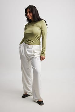 Soft Line Funnel Neck Long Sleeve Top Outfit