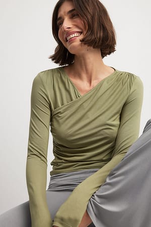 Khaki Soft Line topp med drapering