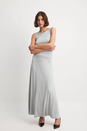 Light Grey Soft Line Flowy Maxi Skirt