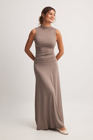 Taupe Soft Line Flowy Maxi Skirt