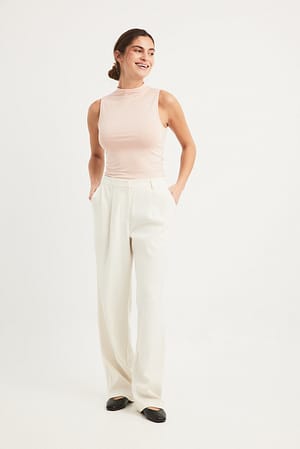 Soft Line Funnel Neck Top Outfit